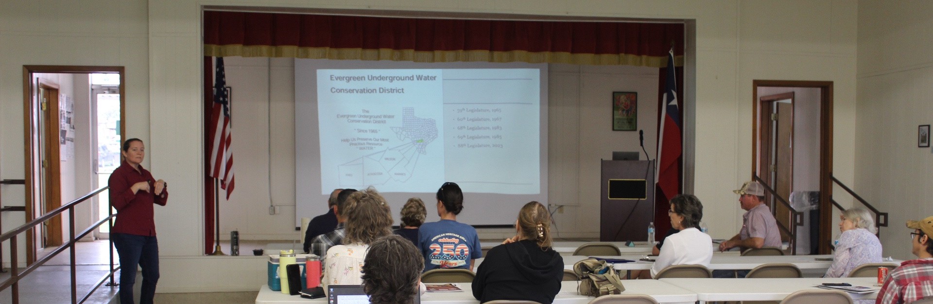 Aarin Teague EUWCD General Manager Speaking at Rainwater Harvesting and Water Quality Event